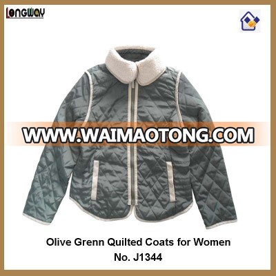 Olive Grenn Quilted Coats for Women Sherpa collar Womens Jackets Coats Nylon Jackets Coats for Women