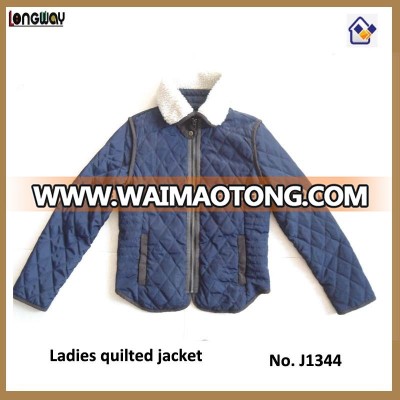 100% Polyester Diamond Quilted Woman Clothing, Sherpa collar Women's Clothing